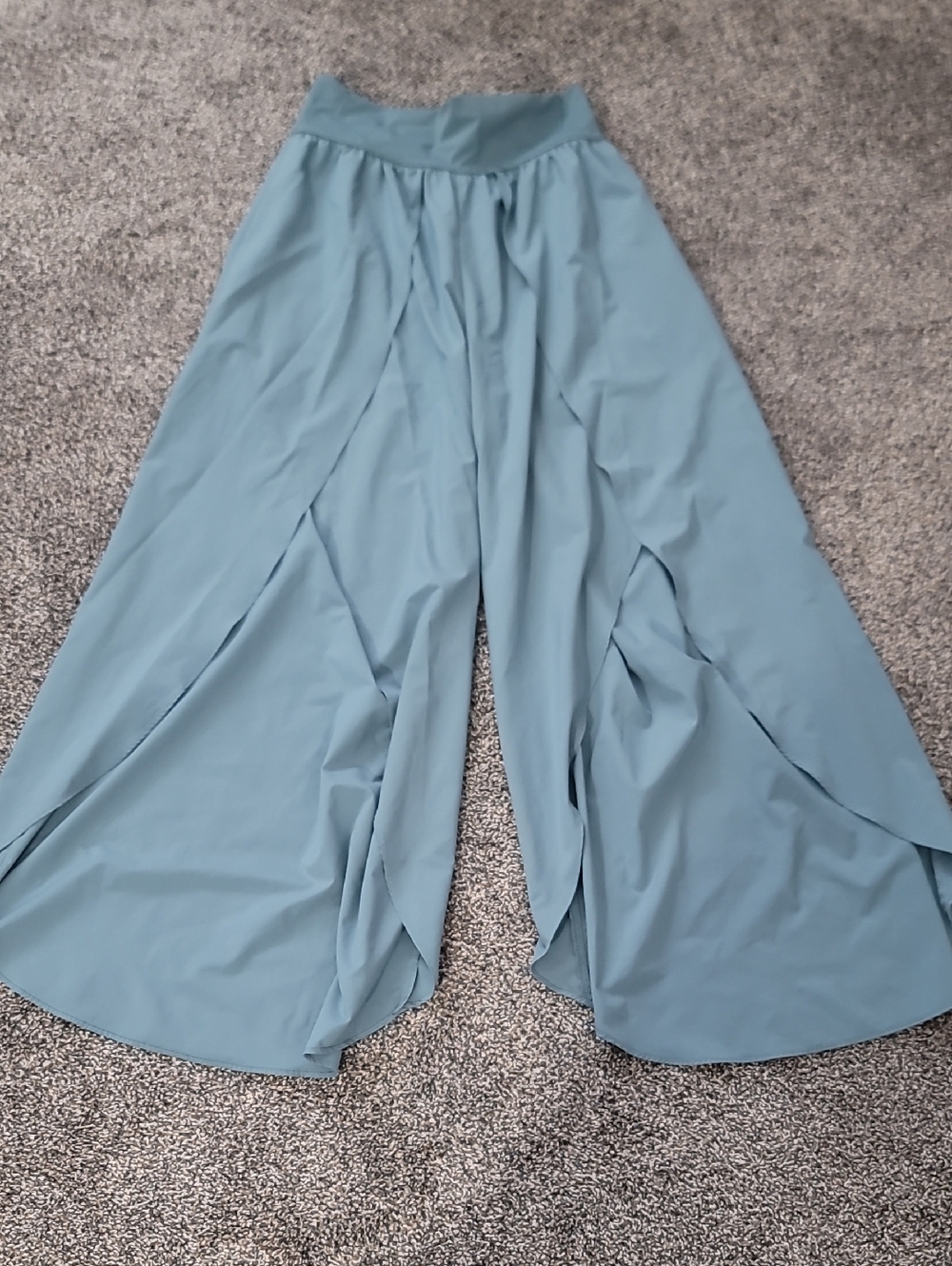 Flowy Wide Leg Overlay Pants in Dusty Teal